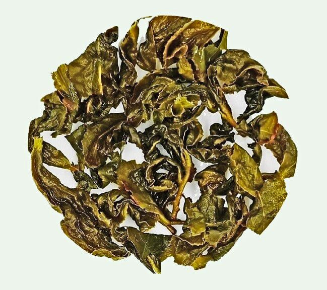 After-infusion wet leaves of Pouchong oolong tea